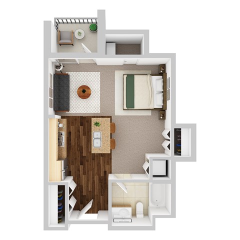 Floor plan for studio, 1 bath, 556 sqft